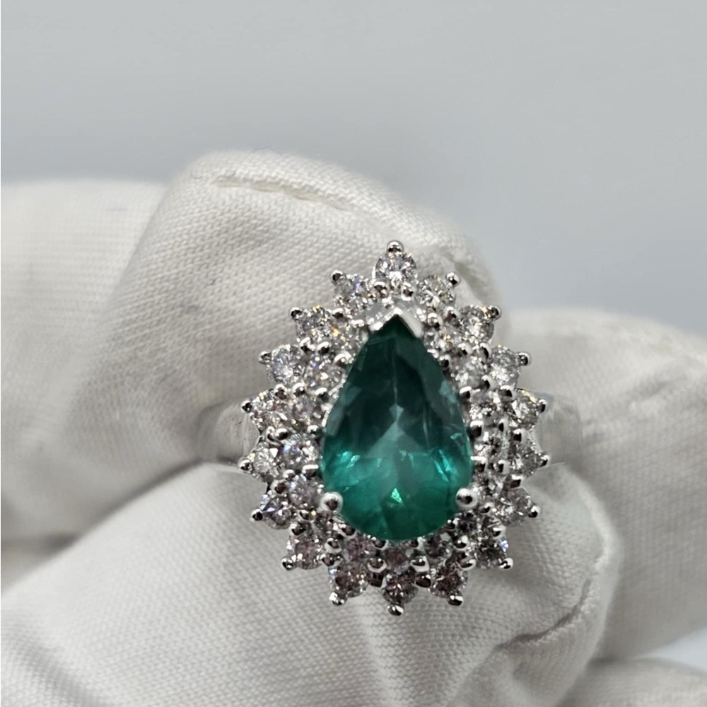 14KW Emerald Natural Diamond Ring & Report/Appraisal